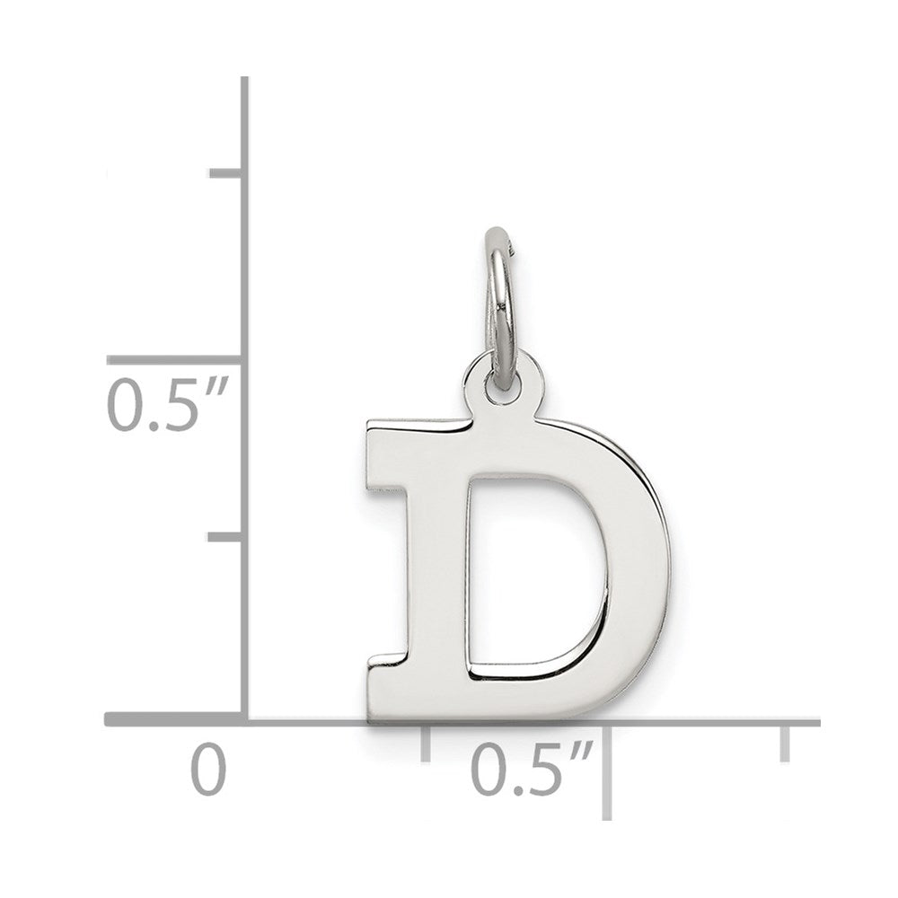 Sterling Silver Rhodium-plated Block Letter D Initial Charm