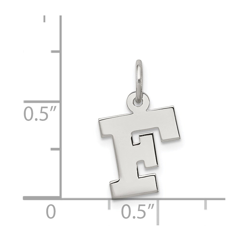 Sterling Silver Rhodium-plated Block Letter F Initial Charm