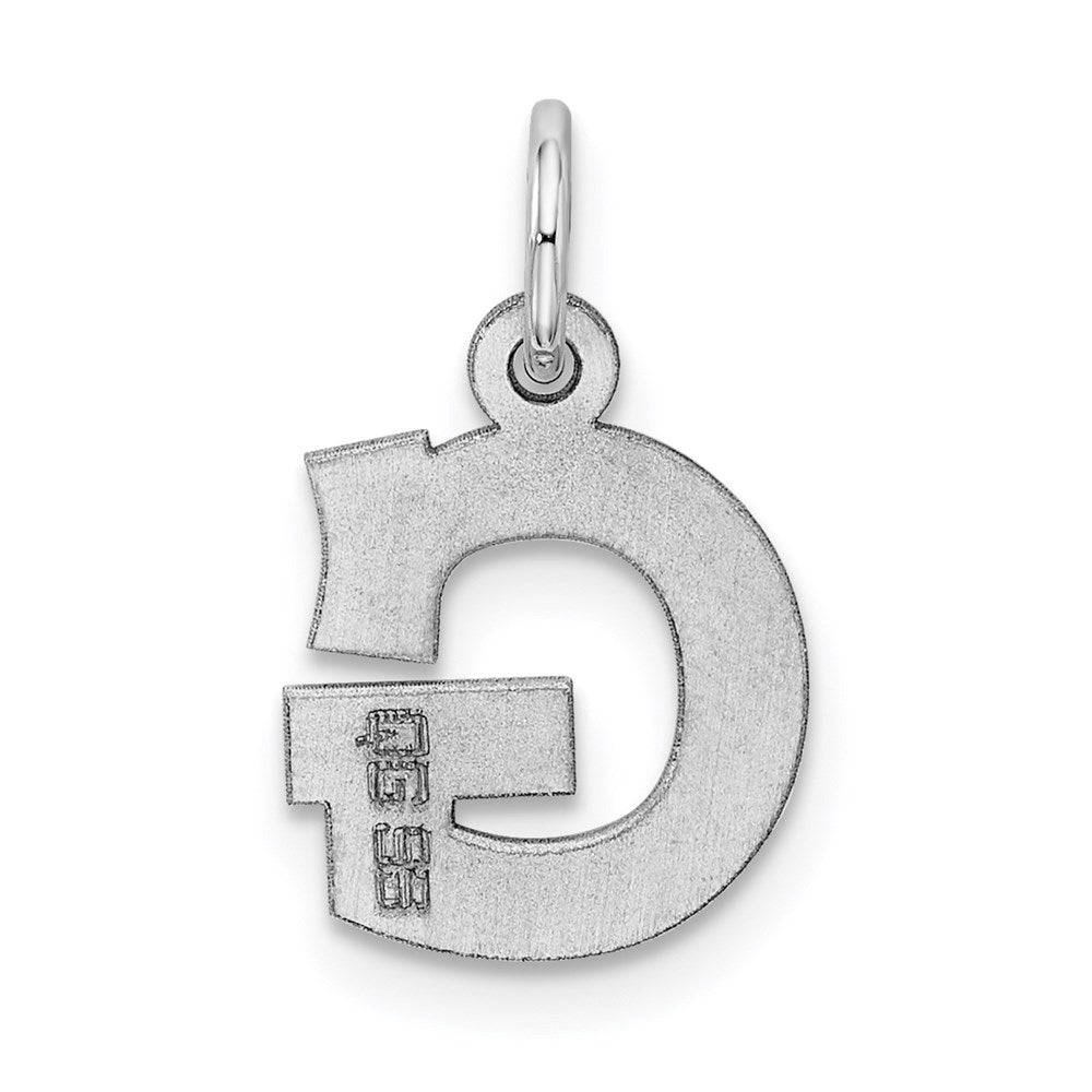 Sterling Silver Rhodium-plated Block Letter G Initial Charm