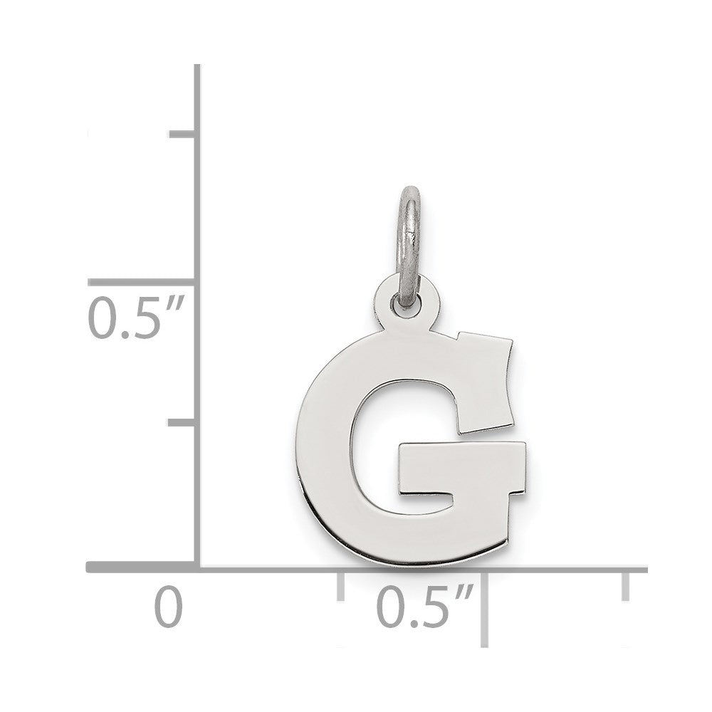 Sterling Silver Rhodium-plated Block Letter G Initial Charm