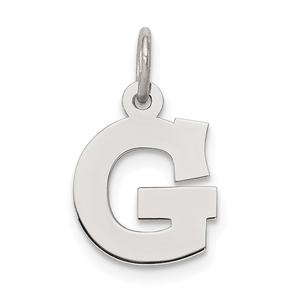 Sterling Silver Rhodium-plated Block Letter G Initial Charm