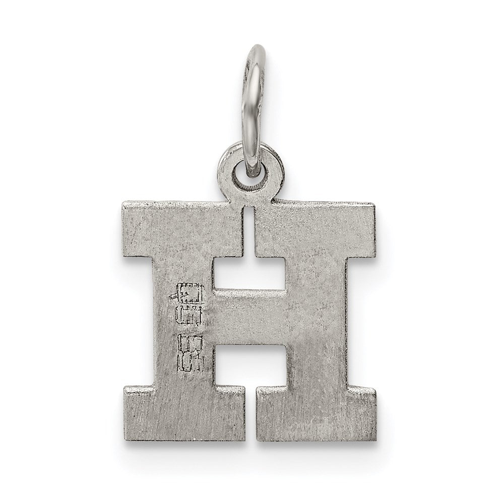 Sterling Silver Rhodium-plated Block Letter H Initial Charm