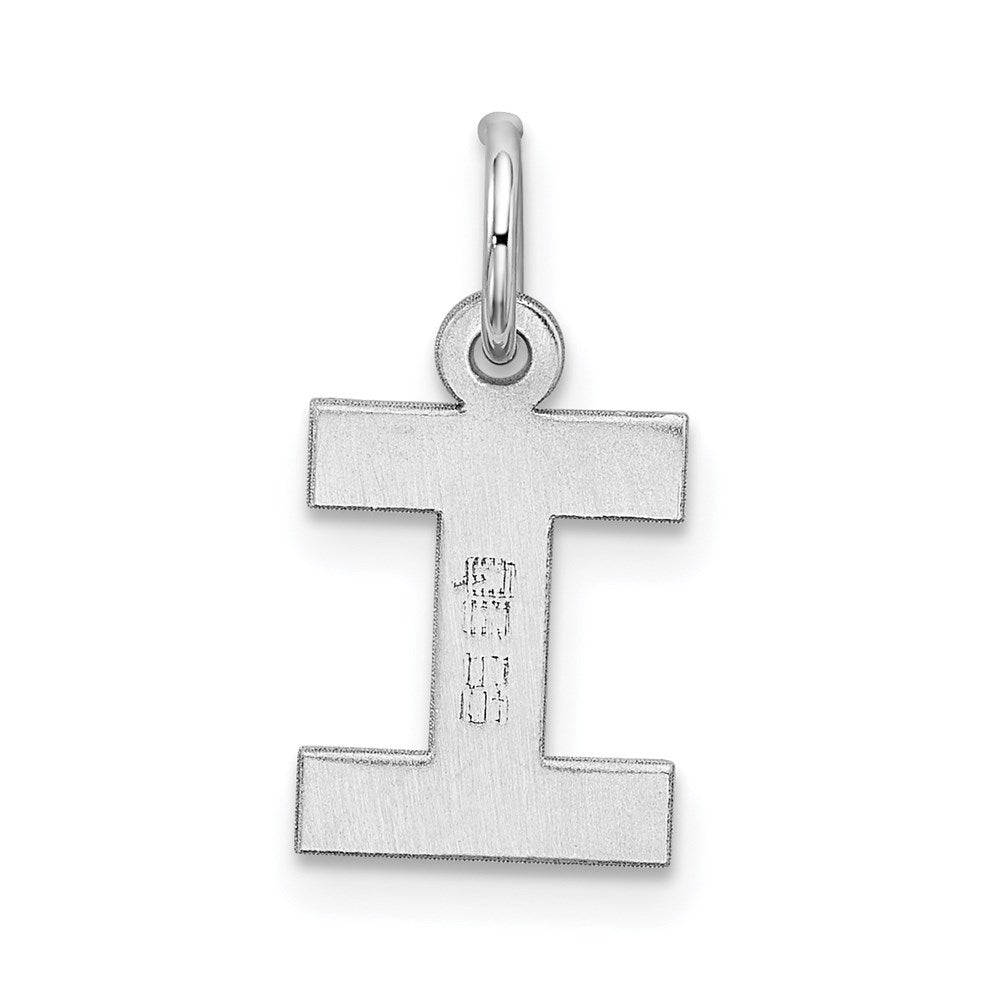 Sterling Silver Rhodium-plated Block Letter I Initial Charm