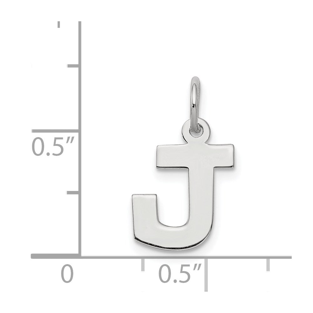 Sterling Silver Rhodium-plated Block Letter J Initial Charm