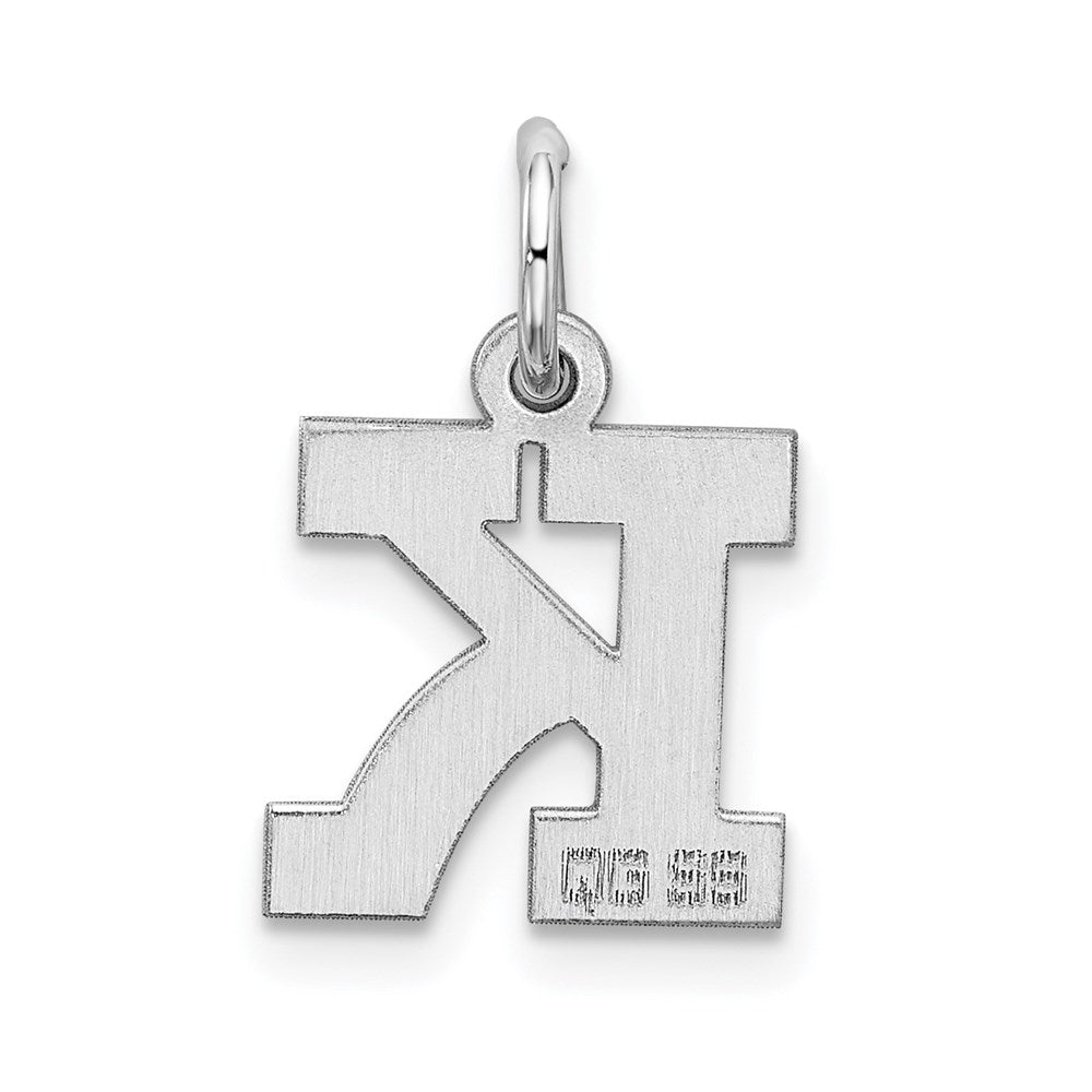 Sterling Silver Rhodium-plated Block Letter K Initial Charm