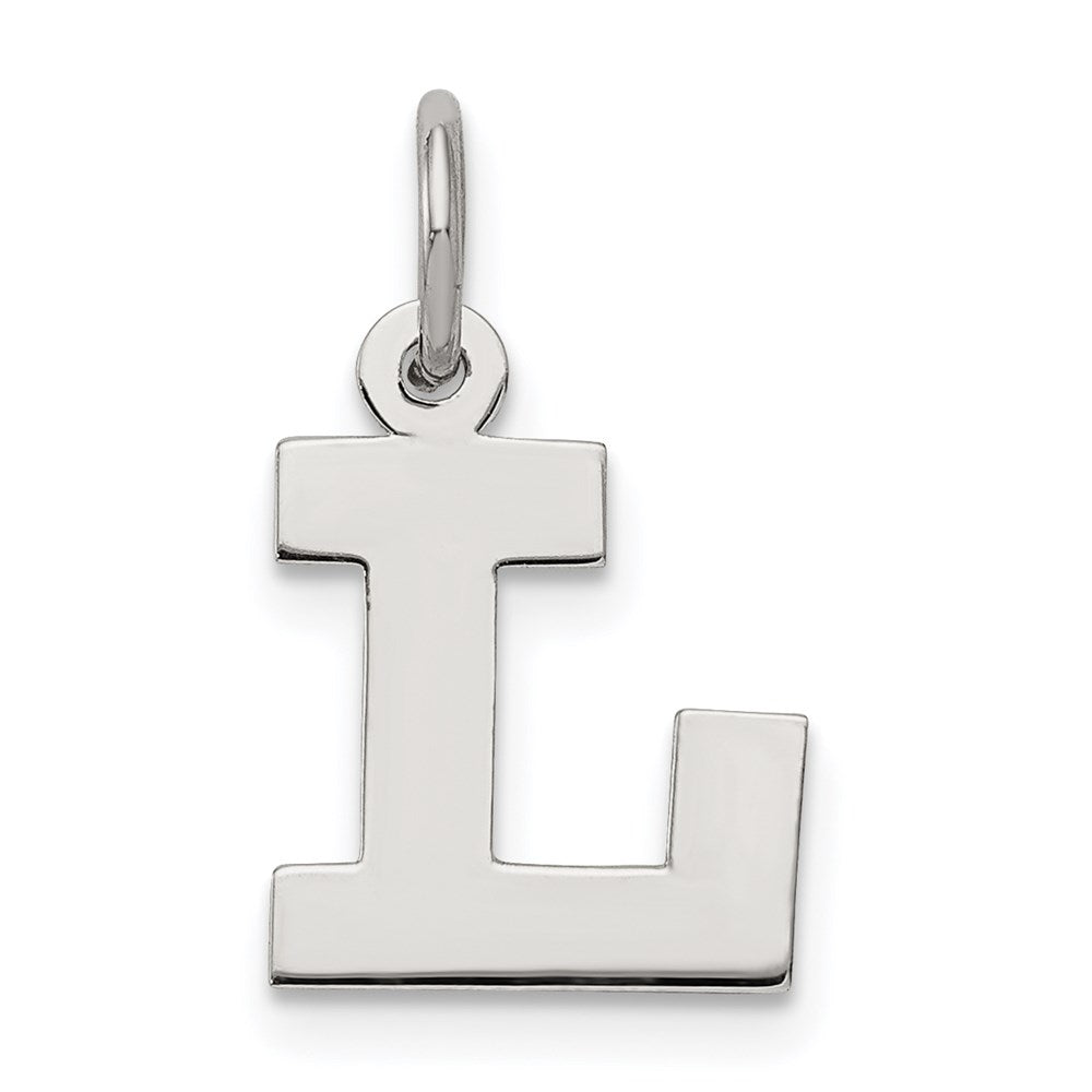 Sterling Silver Rhodium-plated Block Letter L Initial Charm