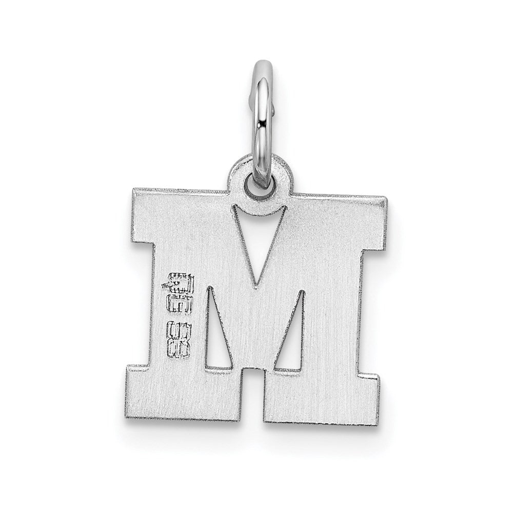 Sterling Silver Rhodium-plated Block Letter M Initial Charm