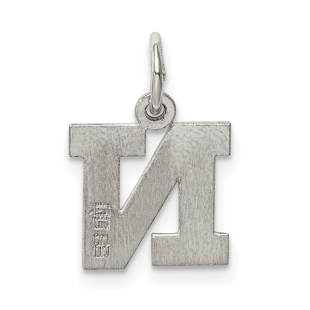 Sterling Silver Rhodium-plated Block Letter N Initial Charm