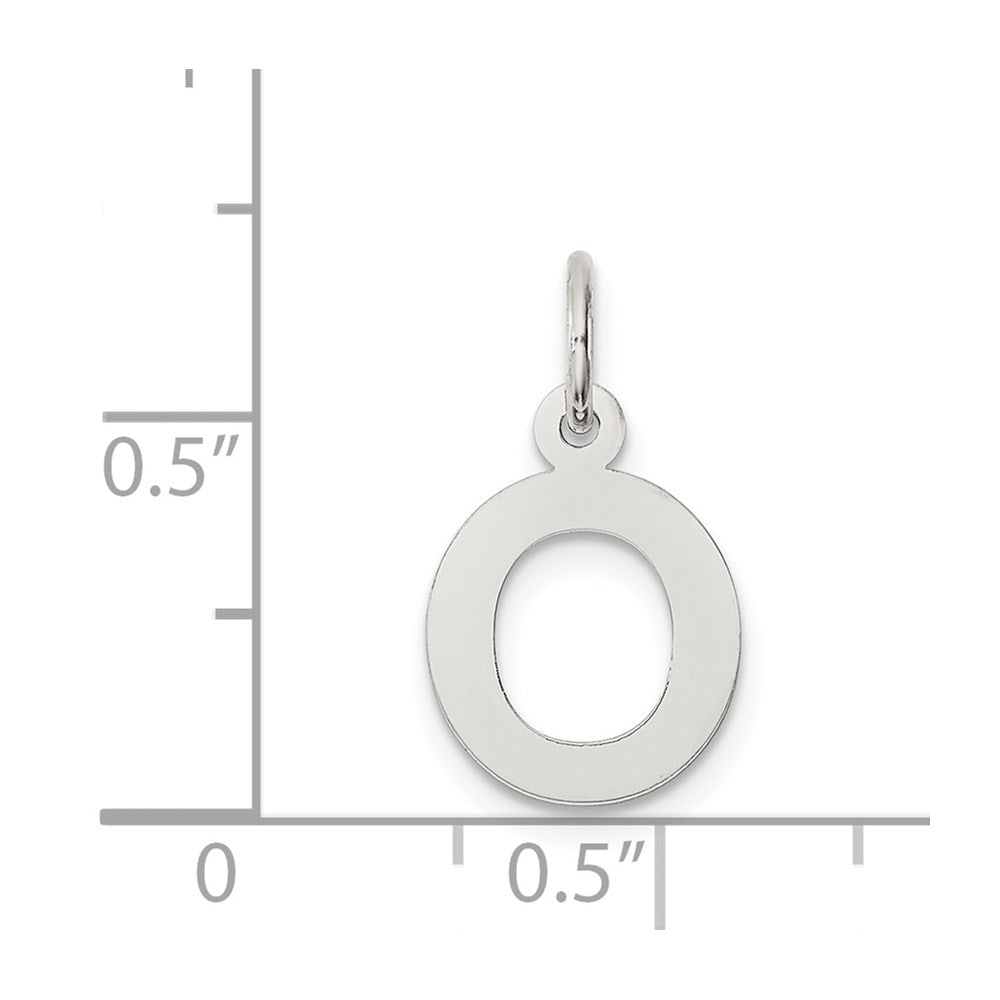 Sterling Silver Rhodium-plated Block Letter O Initial Charm