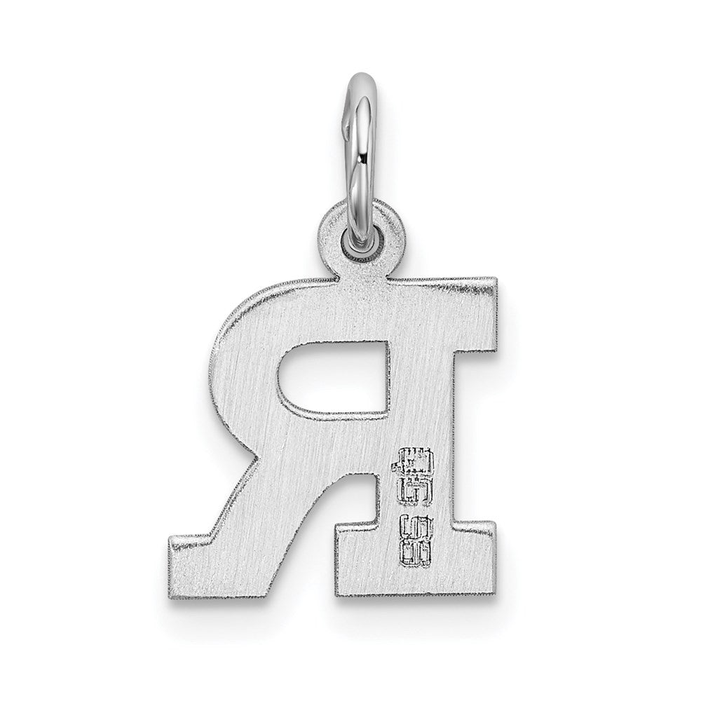 Sterling Silver Rhodium-plated Block Letter R Initial Charm