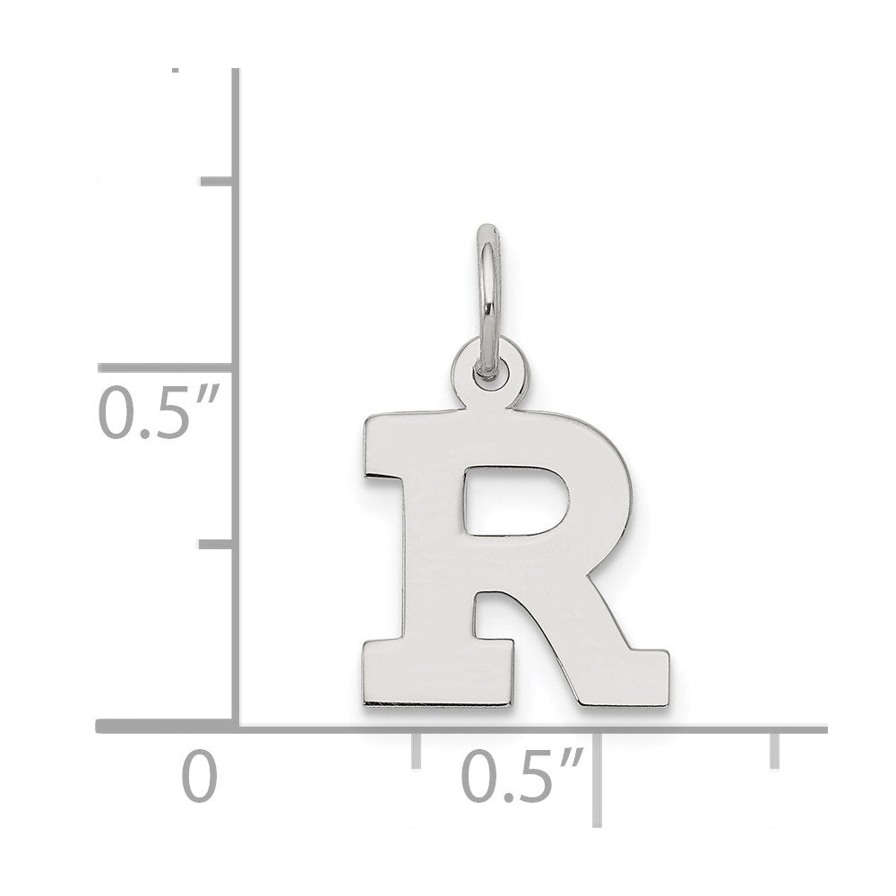 Sterling Silver Rhodium-plated Block Letter R Initial Charm