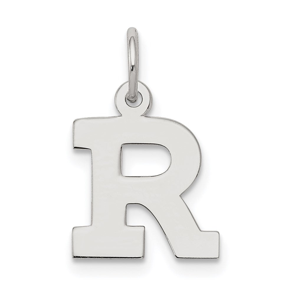 Sterling Silver Rhodium-plated Block Letter R Initial Charm