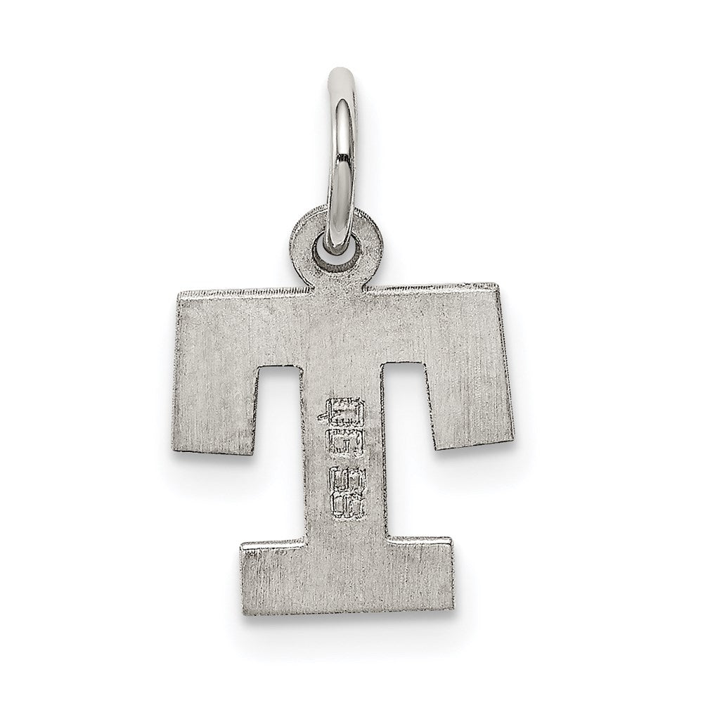 Sterling Silver Rhodium-plated Block Letter T Initial Charm