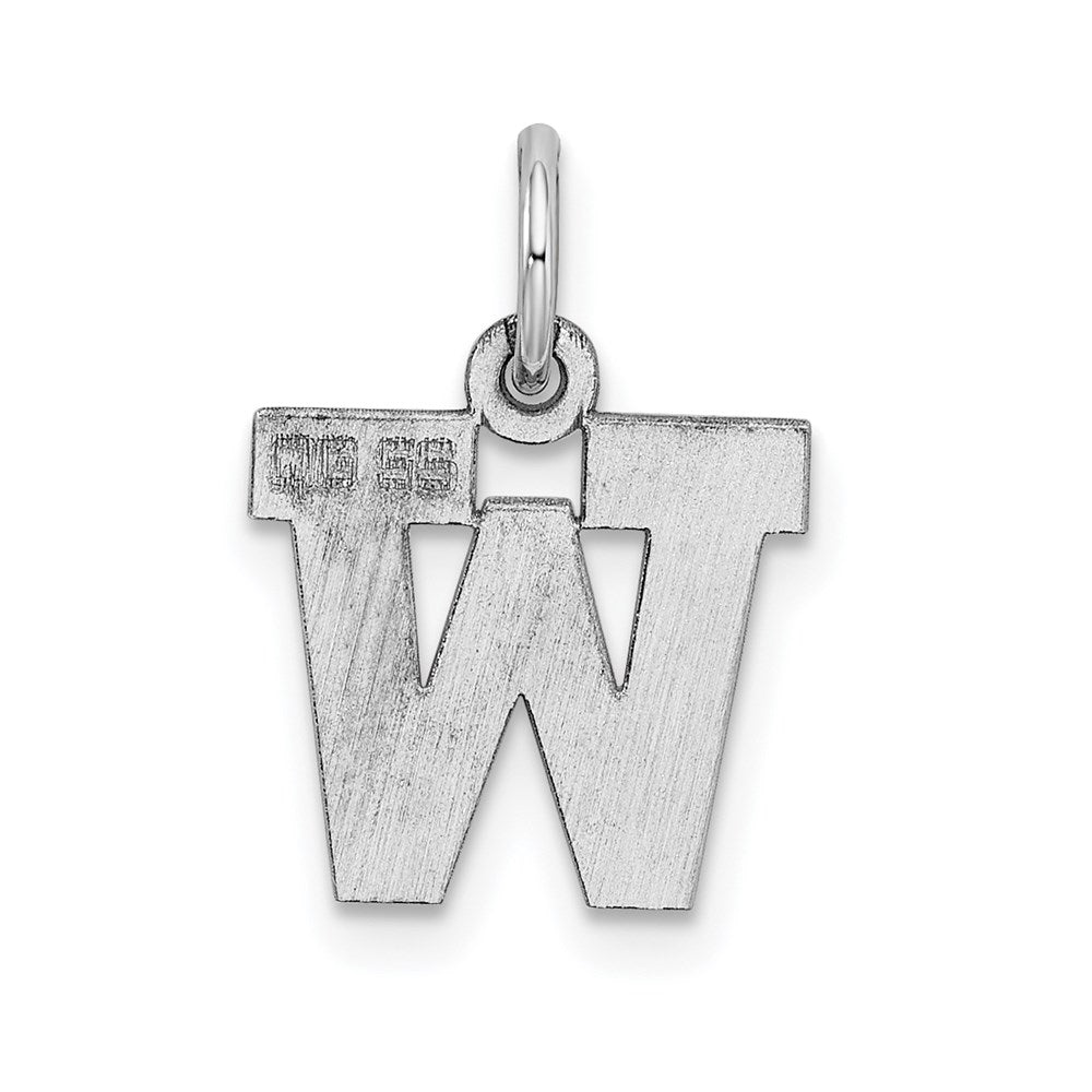 Sterling Silver Rhodium-plated Block Letter W Initial Charm