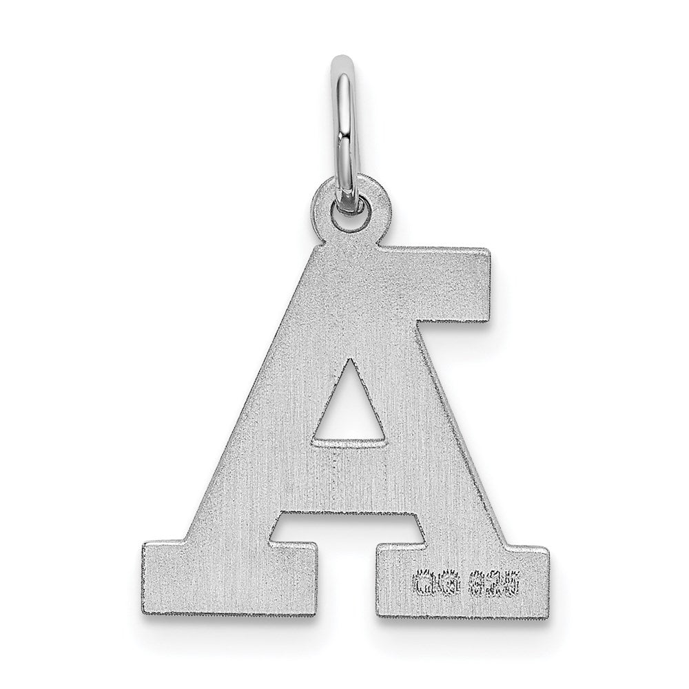 Sterling Silver Rhodium-plated Block Letter A Initial Charm