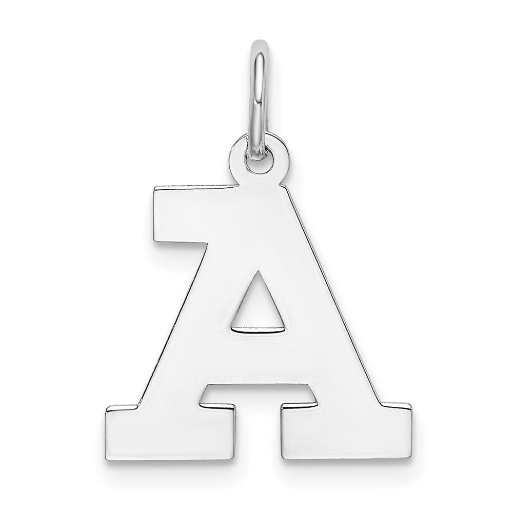 Sterling Silver Rhodium-plated Block Letter A Initial Charm