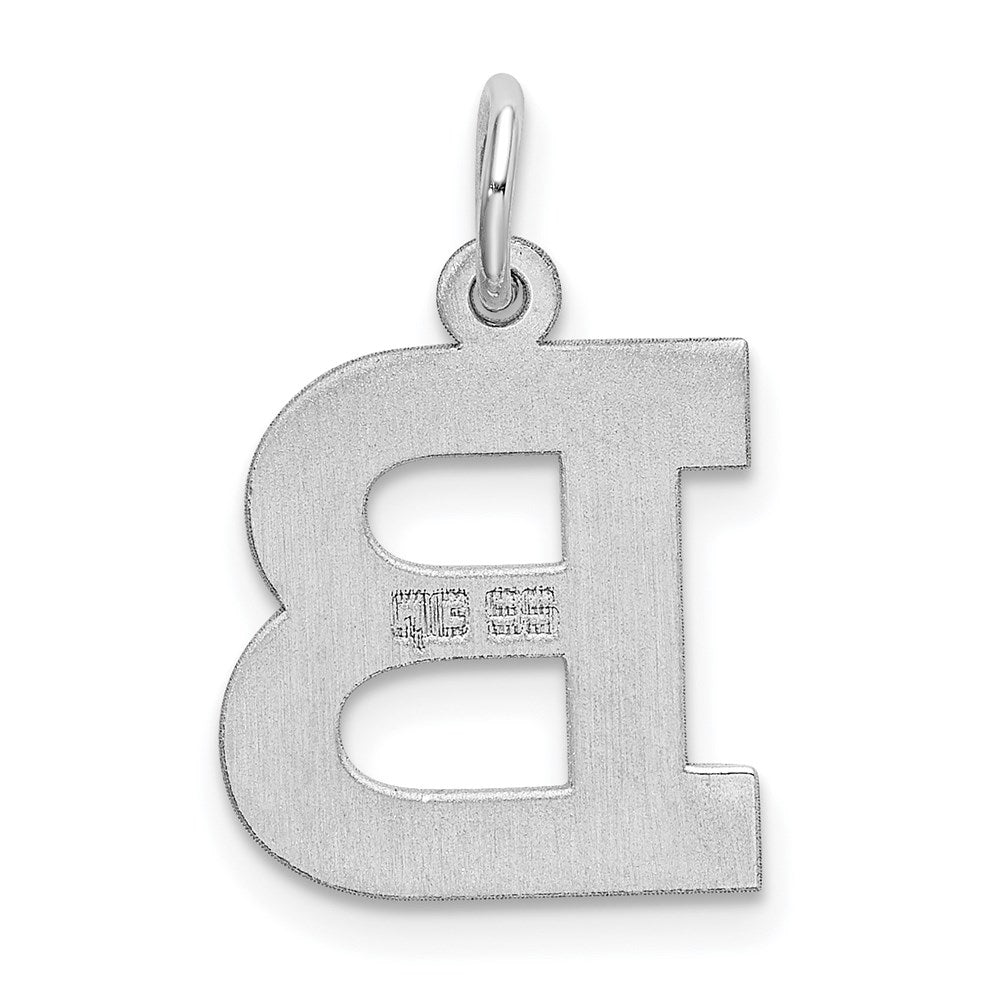 Sterling Silver Rhodium-plated Block Letter B Initial Charm