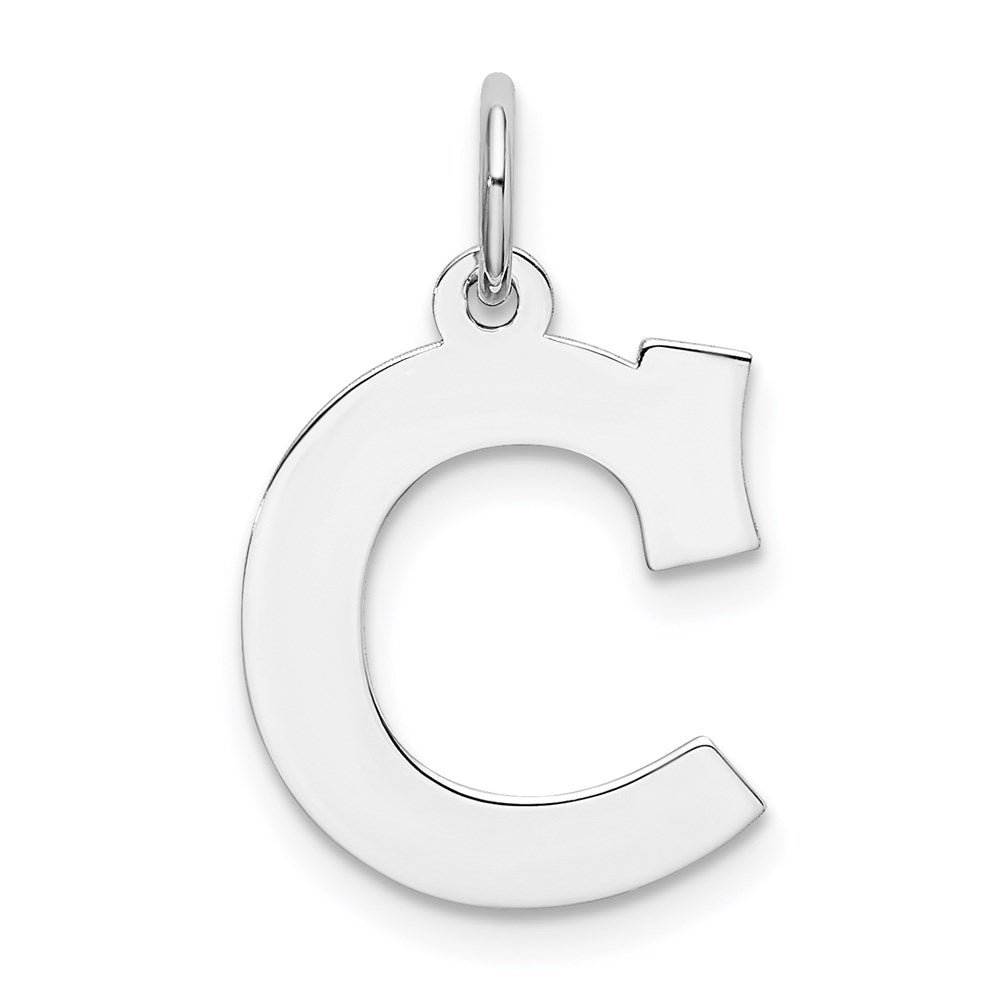 Sterling Silver Rhodium-plated Block Letter C Initial Charm