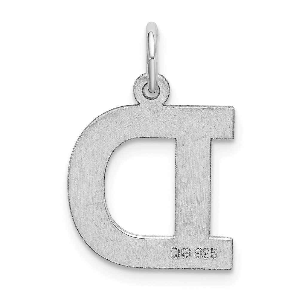 Sterling Silver Rhodium-plated Block Letter D Initial Charm