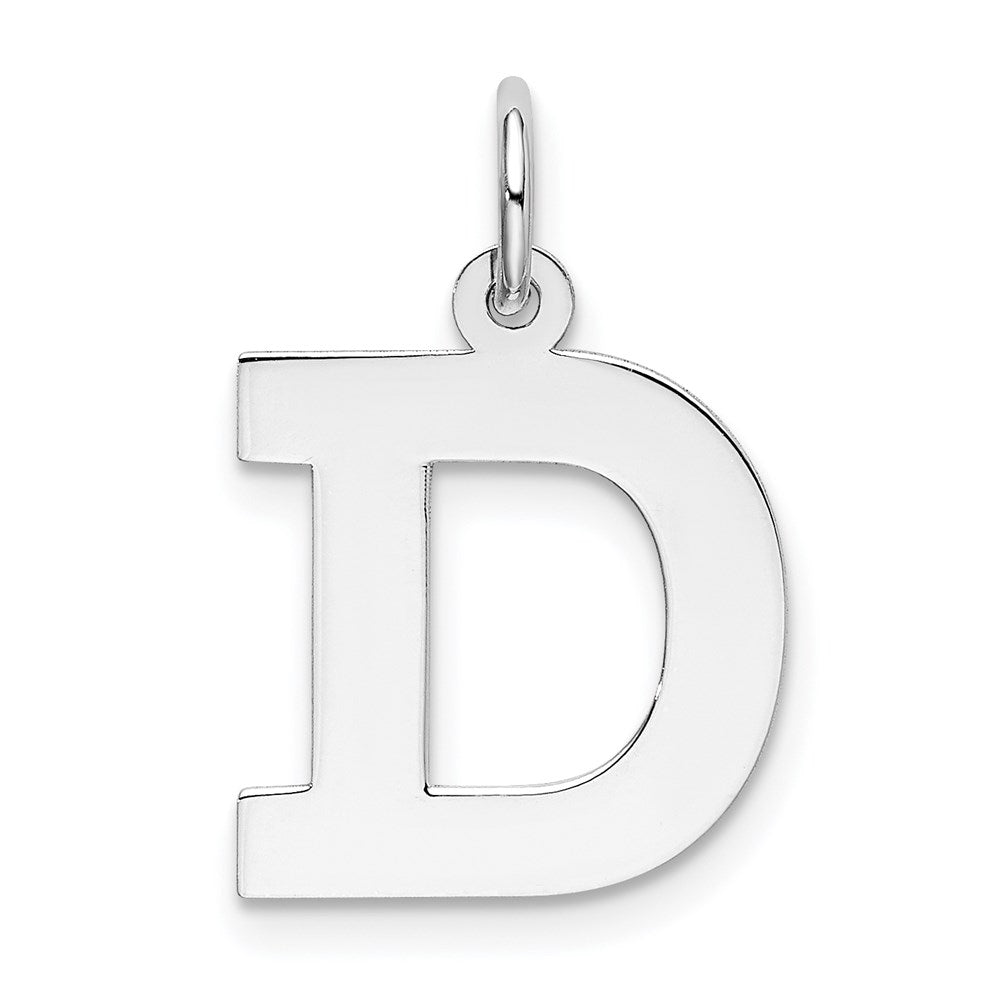 Sterling Silver Rhodium-plated Block Letter D Initial Charm