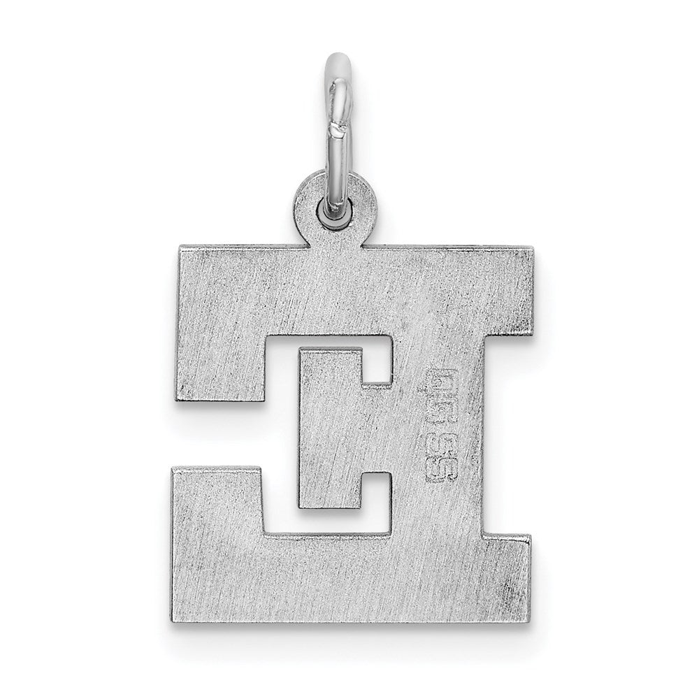 Sterling Silver Rhodium-plated Block Letter E Initial Charm