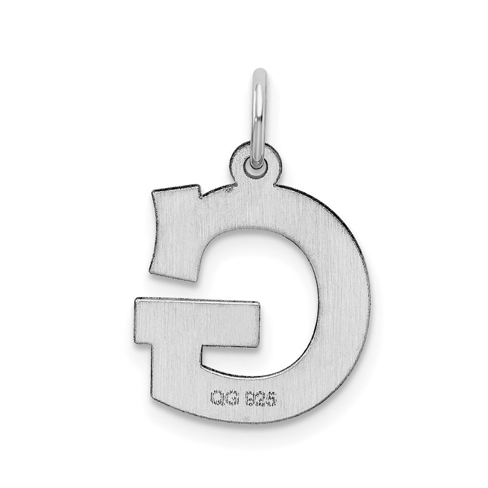 Sterling Silver Rhodium-plated Block Letter G Initial Charm