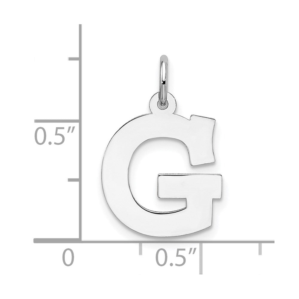 Sterling Silver Rhodium-plated Block Letter G Initial Charm