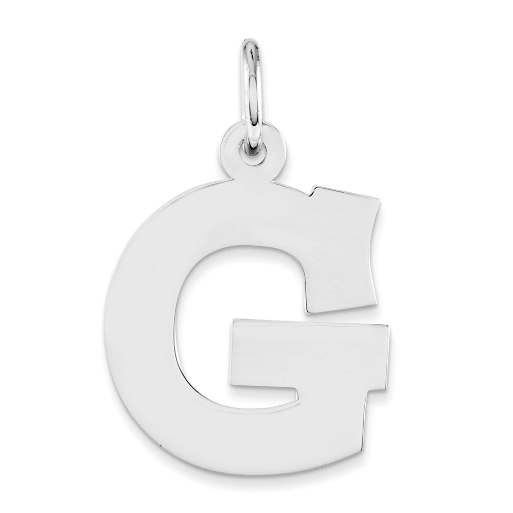 Sterling Silver Rhodium-plated Block Letter G Initial Charm