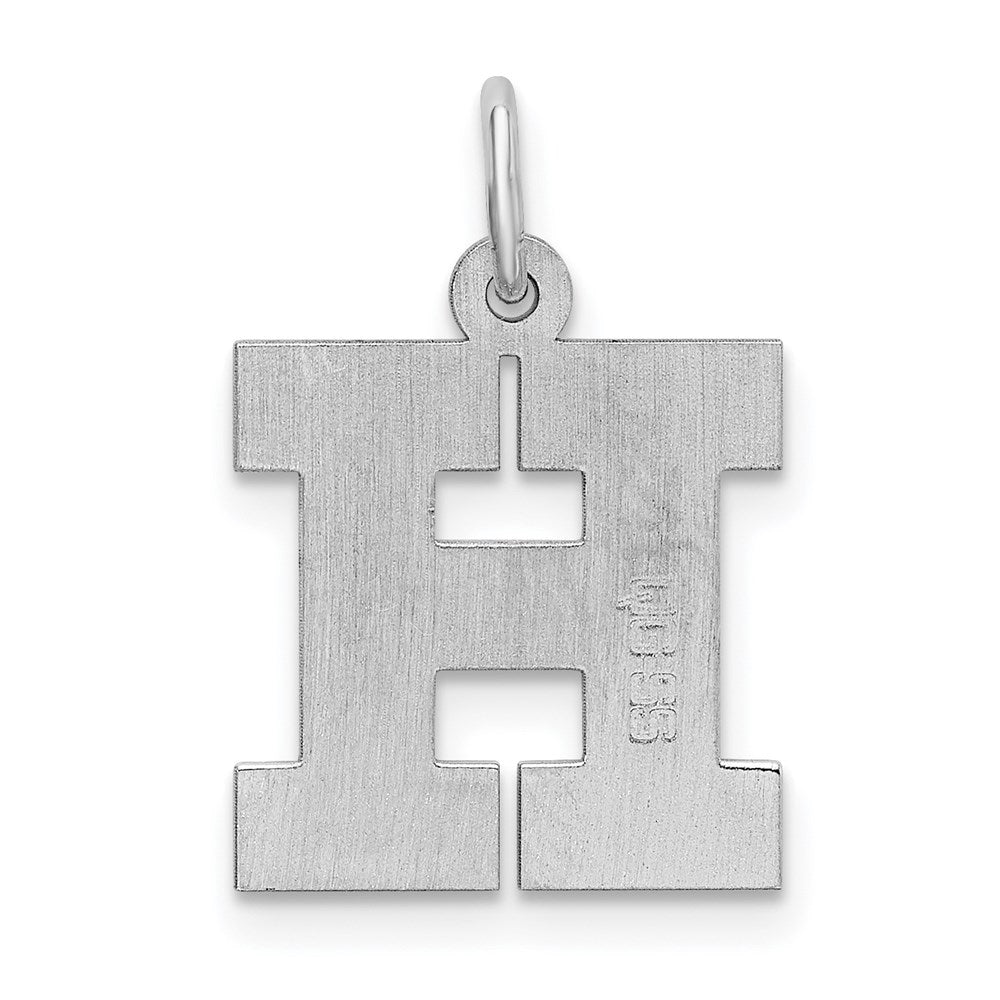 Sterling Silver Rhodium-plated Block Letter H Initial Charm