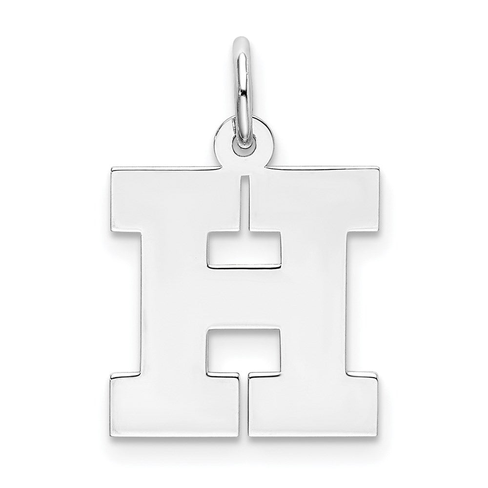 Sterling Silver Rhodium-plated Block Letter H Initial Charm