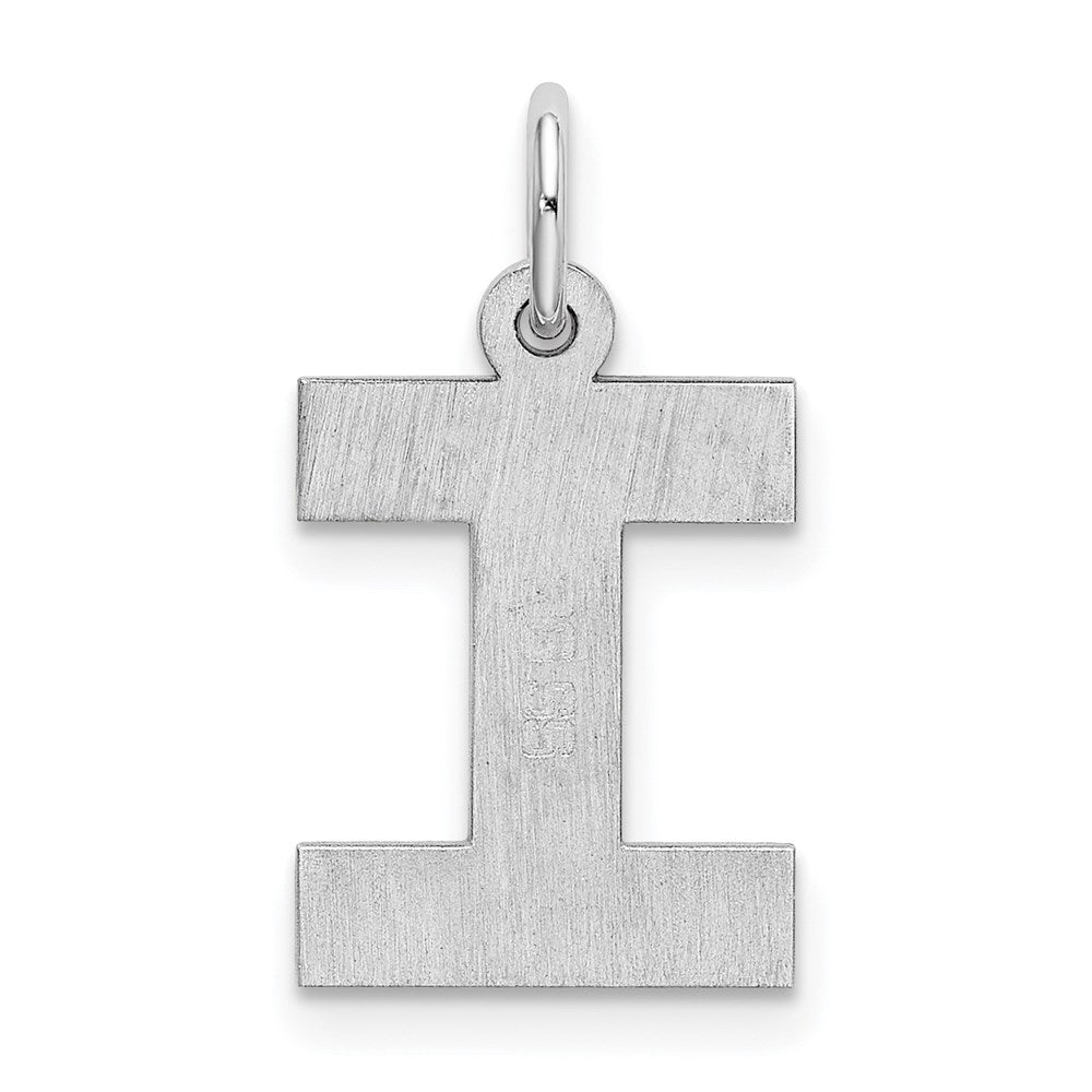 Sterling Silver Rhodium-plated Block Letter I Initial Charm