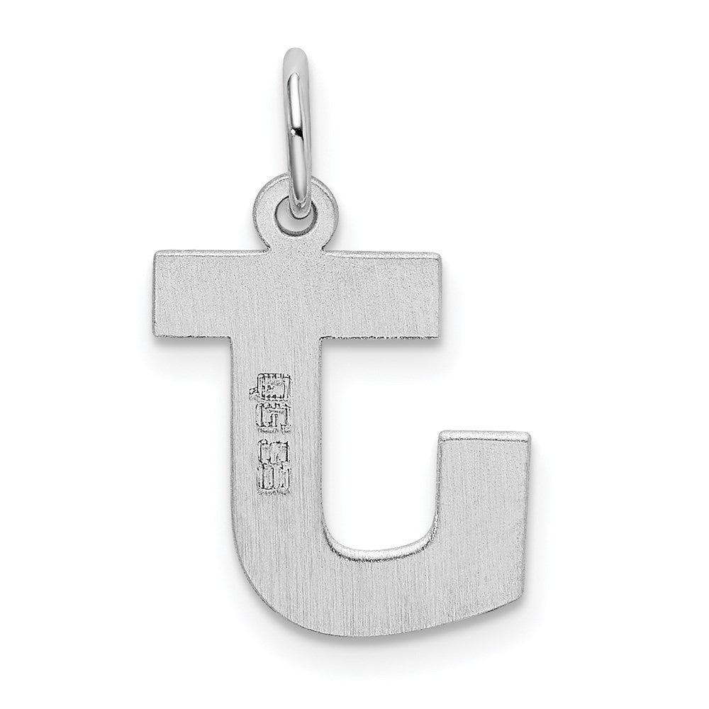 Sterling Silver Rhodium-plated Block Letter J Initial Charm