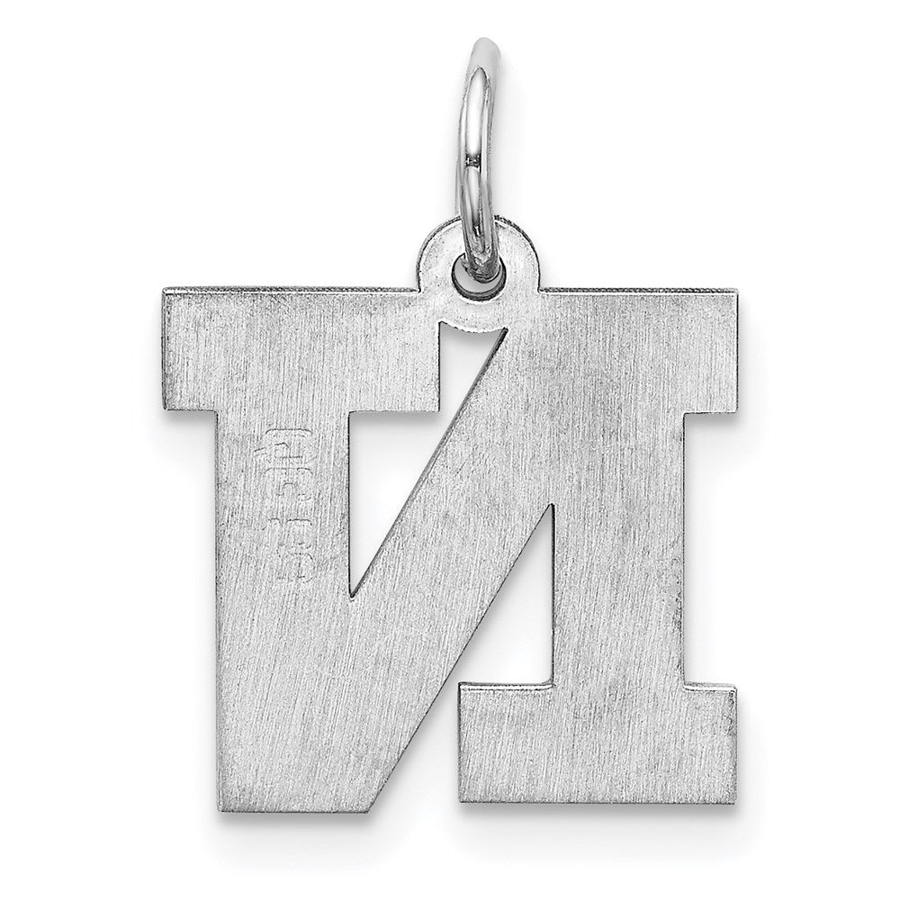 Sterling Silver Rhodium-plated Block Letter N Initial Charm