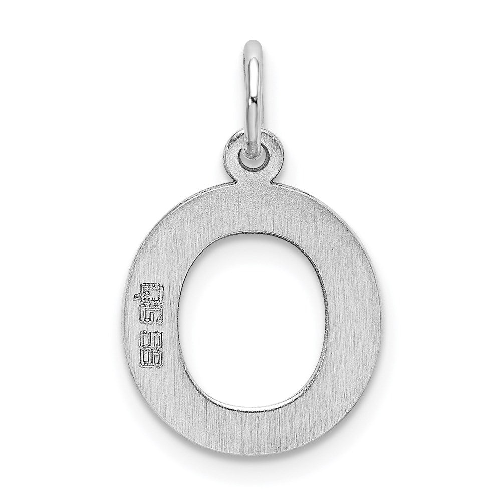 Sterling Silver Rhodium-plated Block Letter O Initial Charm