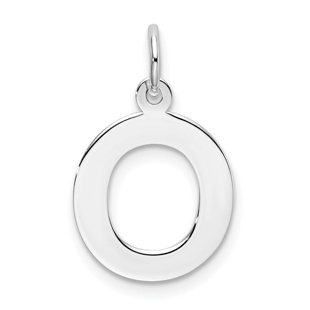 Sterling Silver Rhodium-plated Block Letter O Initial Charm