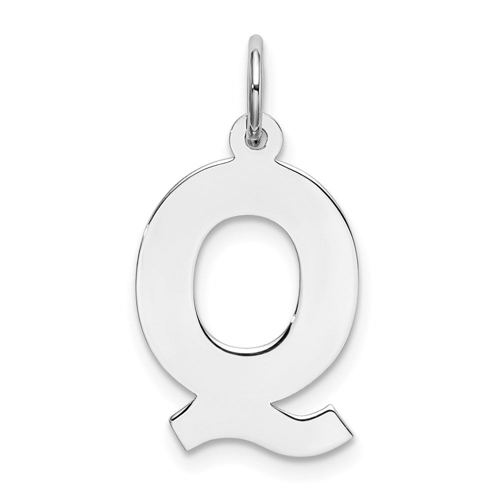 Sterling Silver Rhodium-plated Block Letter Q Initial Charm