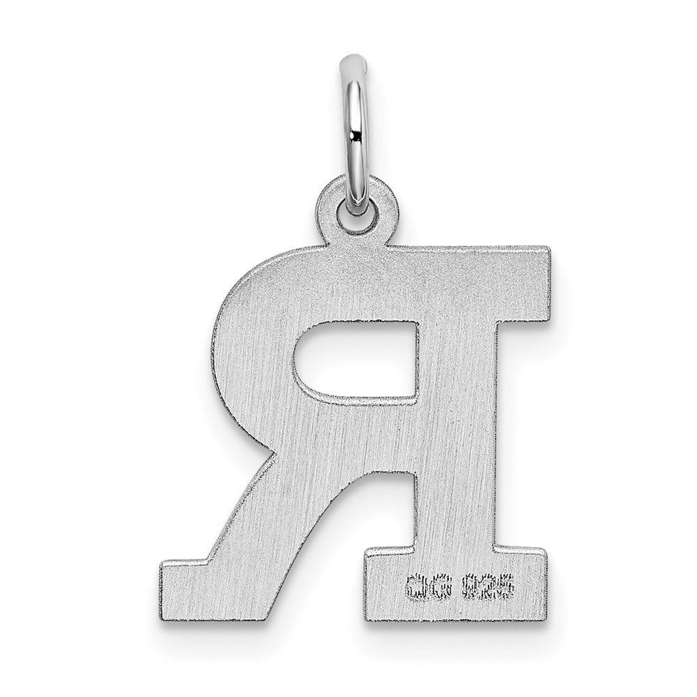 Sterling Silver Rhodium-plated Block Letter R Initial Charm