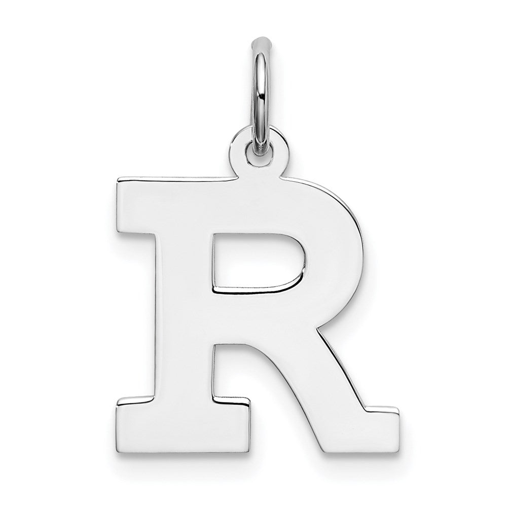 Sterling Silver Rhodium-plated Block Letter R Initial Charm