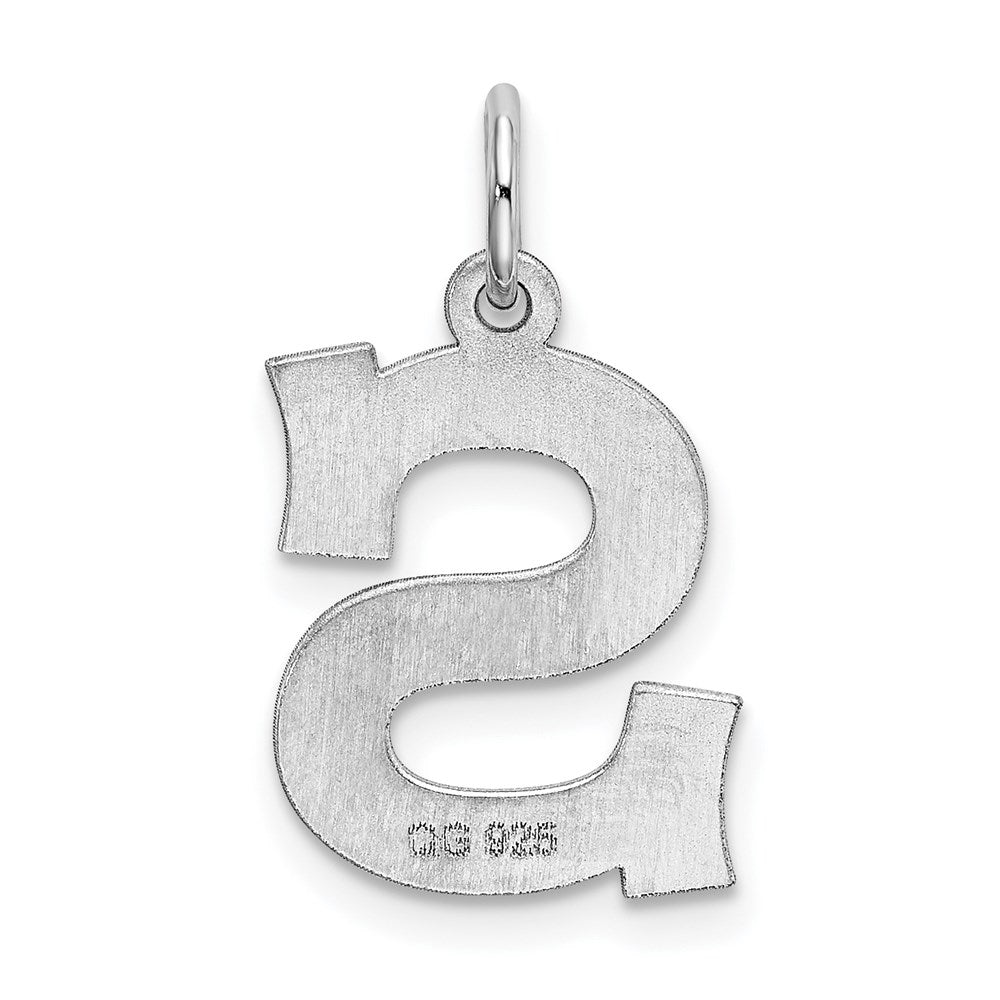 Sterling Silver Rhodium-plated Block Letter S Initial Charm