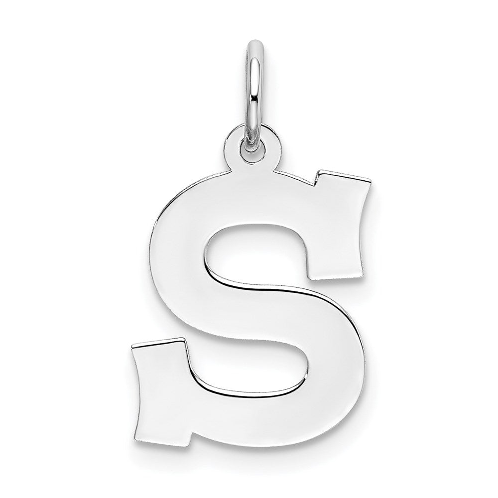 Sterling Silver Rhodium-plated Block Letter S Initial Charm