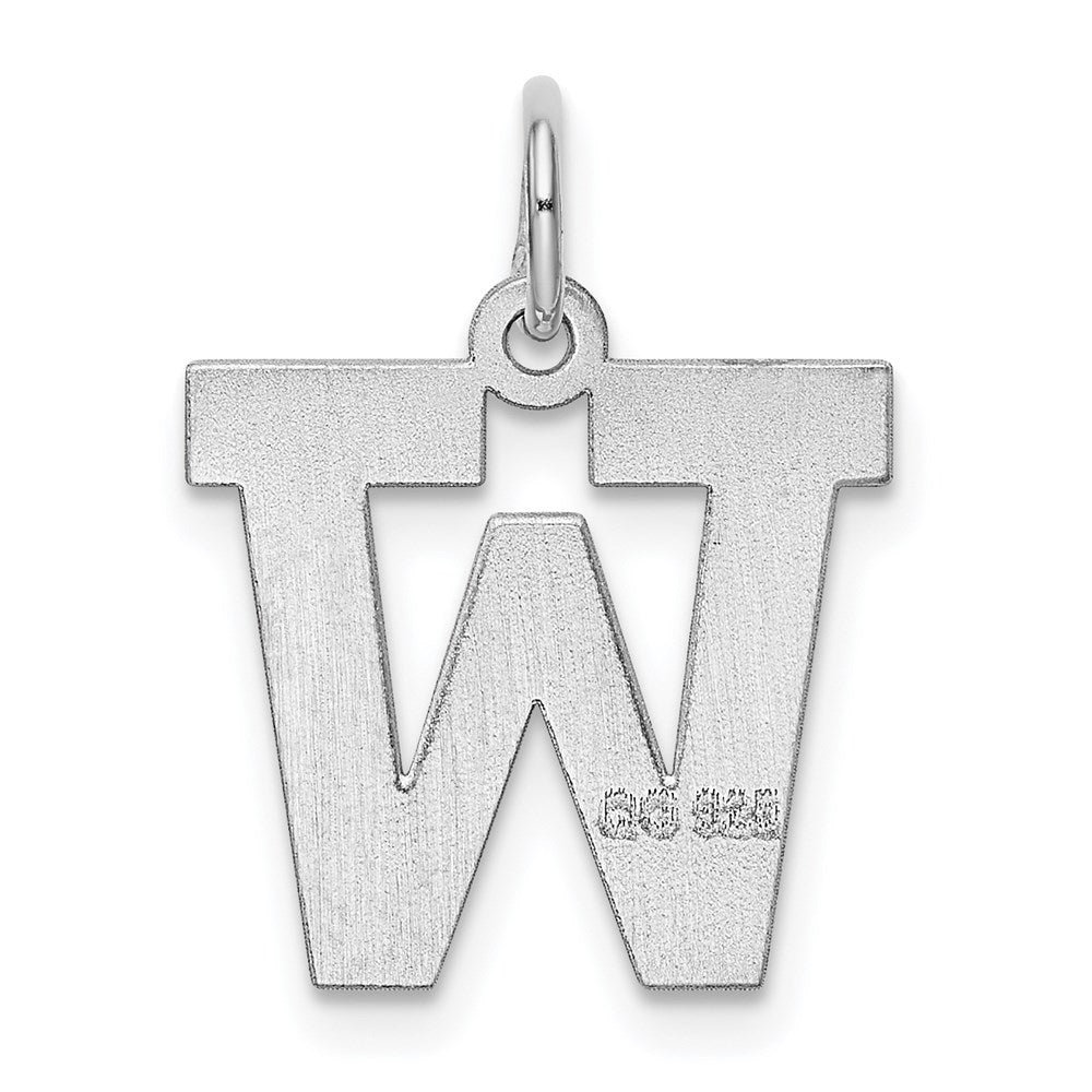 Sterling Silver Rhodium-plated Block Letter W Initial Charm