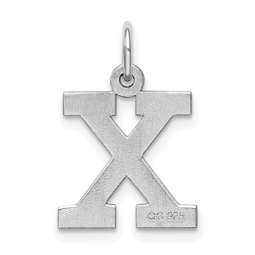 Sterling Silver Rhodium-plated Block Letter X Initial Charm