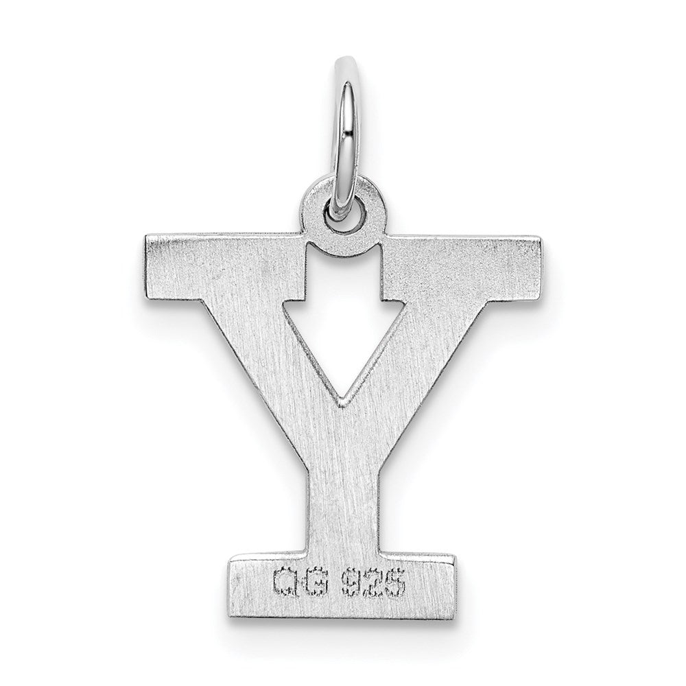 Sterling Silver Rhodium-plated Block Letter Y Initial Charm