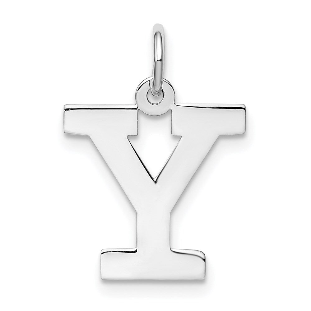 Sterling Silver Rhodium-plated Block Letter Y Initial Charm