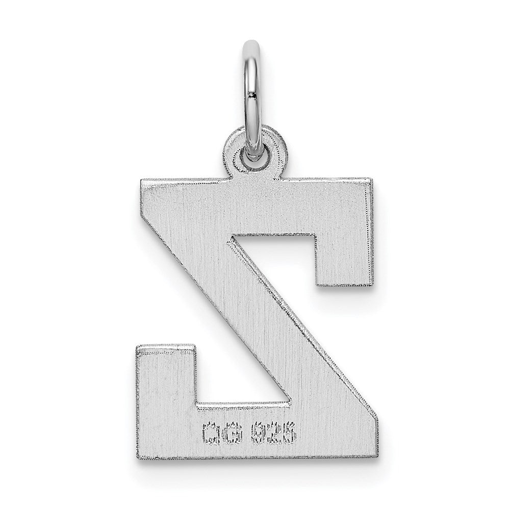 Sterling Silver Rhodium-plated Block Letter Z Initial Charm