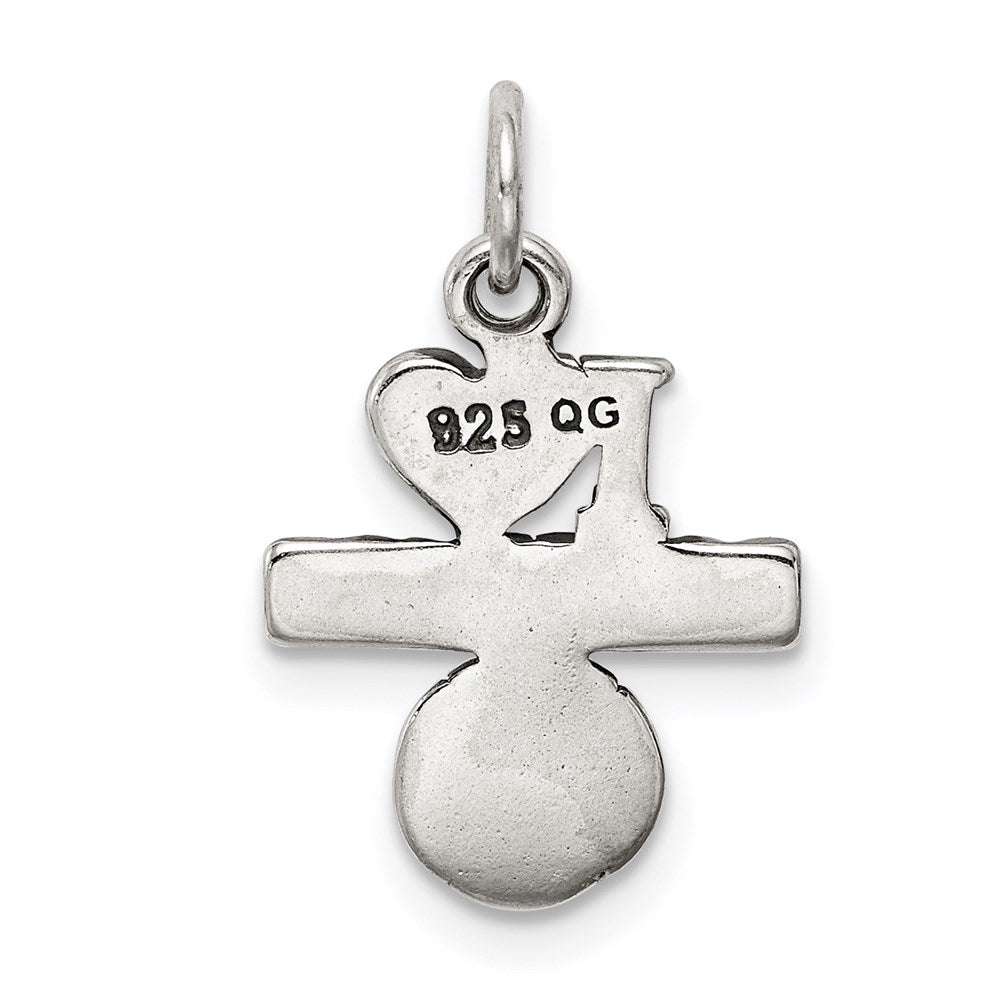 Sterling Silver Antique I (heart) Baseball Charm