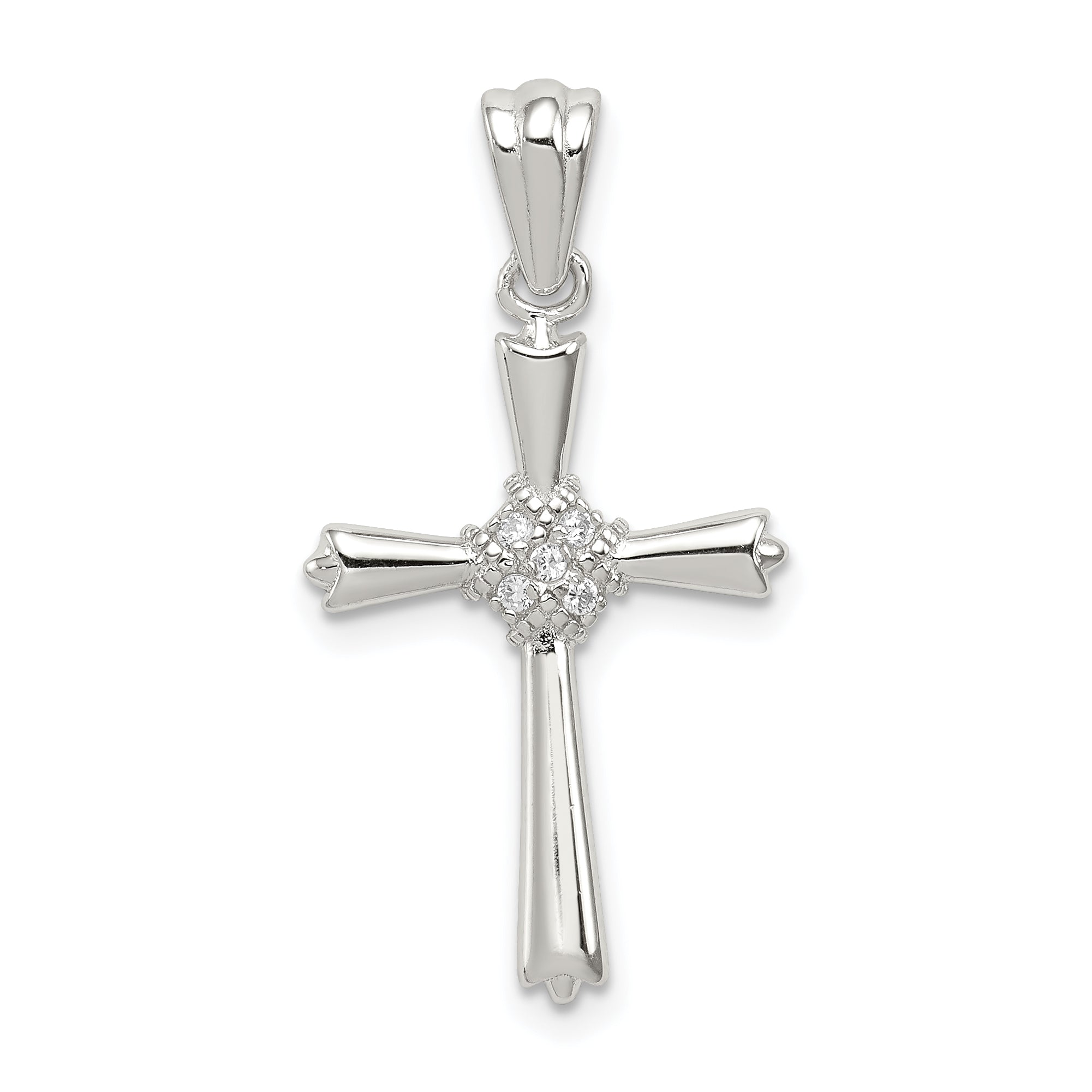 Sterling Silver CZ Celtic Cross Pendant QC5245