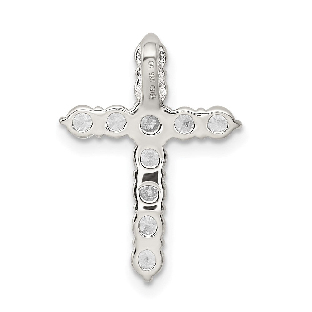 Sterling Silver Rhodium-plated CZ Cross Pendant