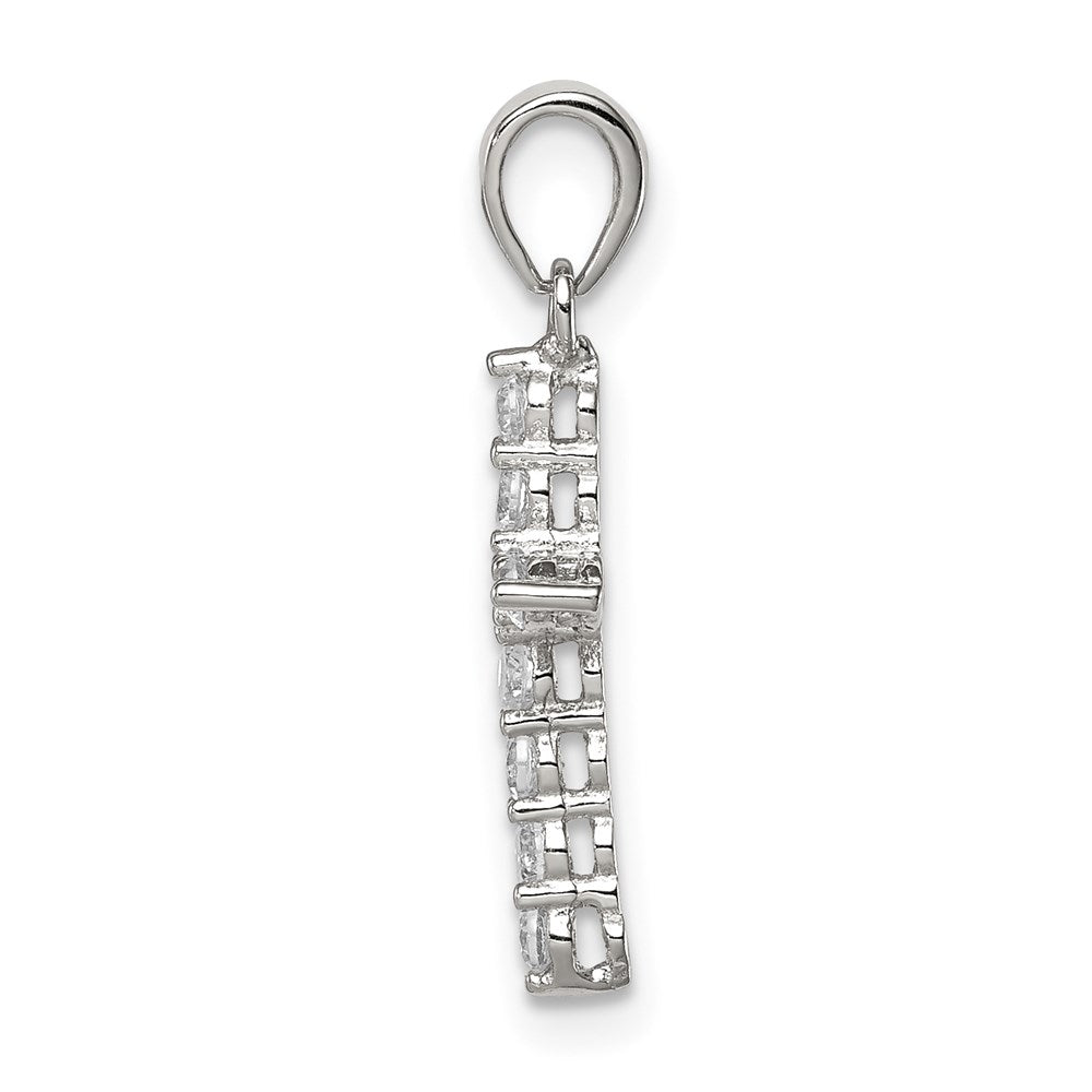 Sterling Silver Rhodium-plated CZ Cross Pendant