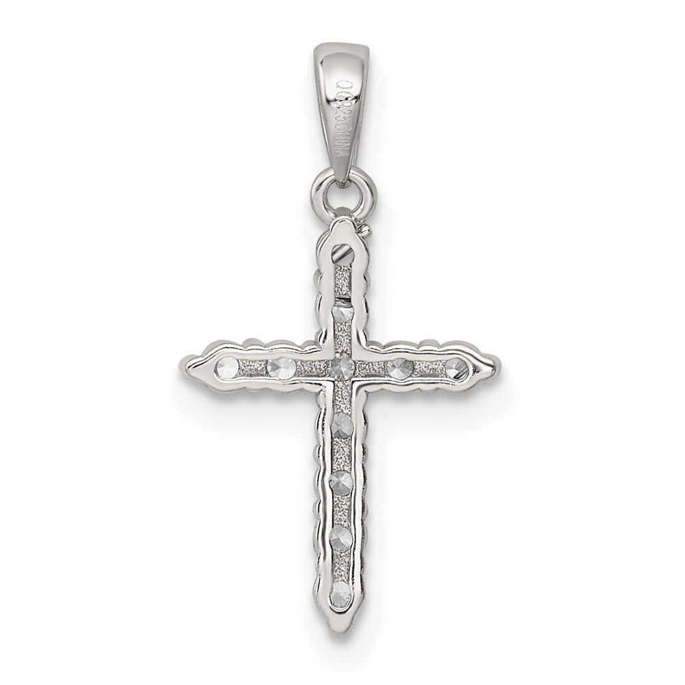 Sterling Silver Rhodium-plated CZ Cross Pendant